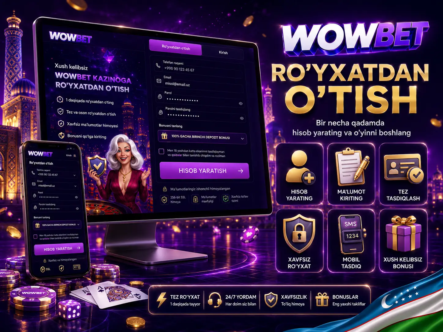 Ro'yxatdan o'tiladi Wowbet Uzbekistan