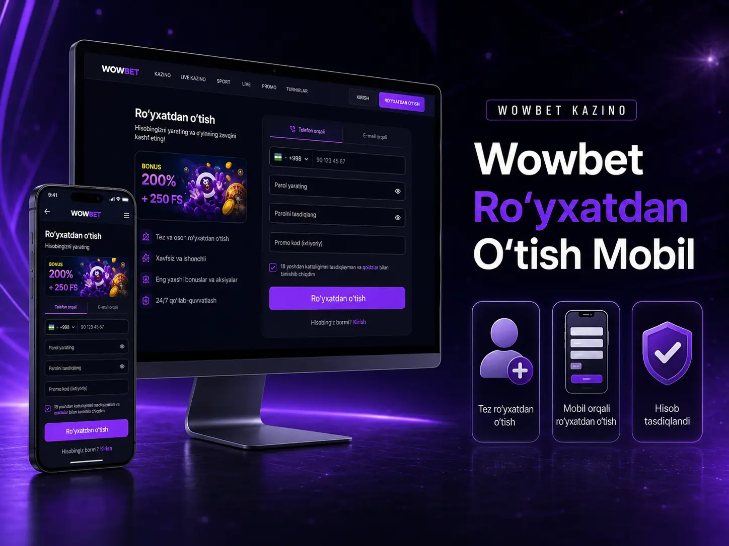 Wowbet Ro'yxatdan O'tish Mobil Qurilmada