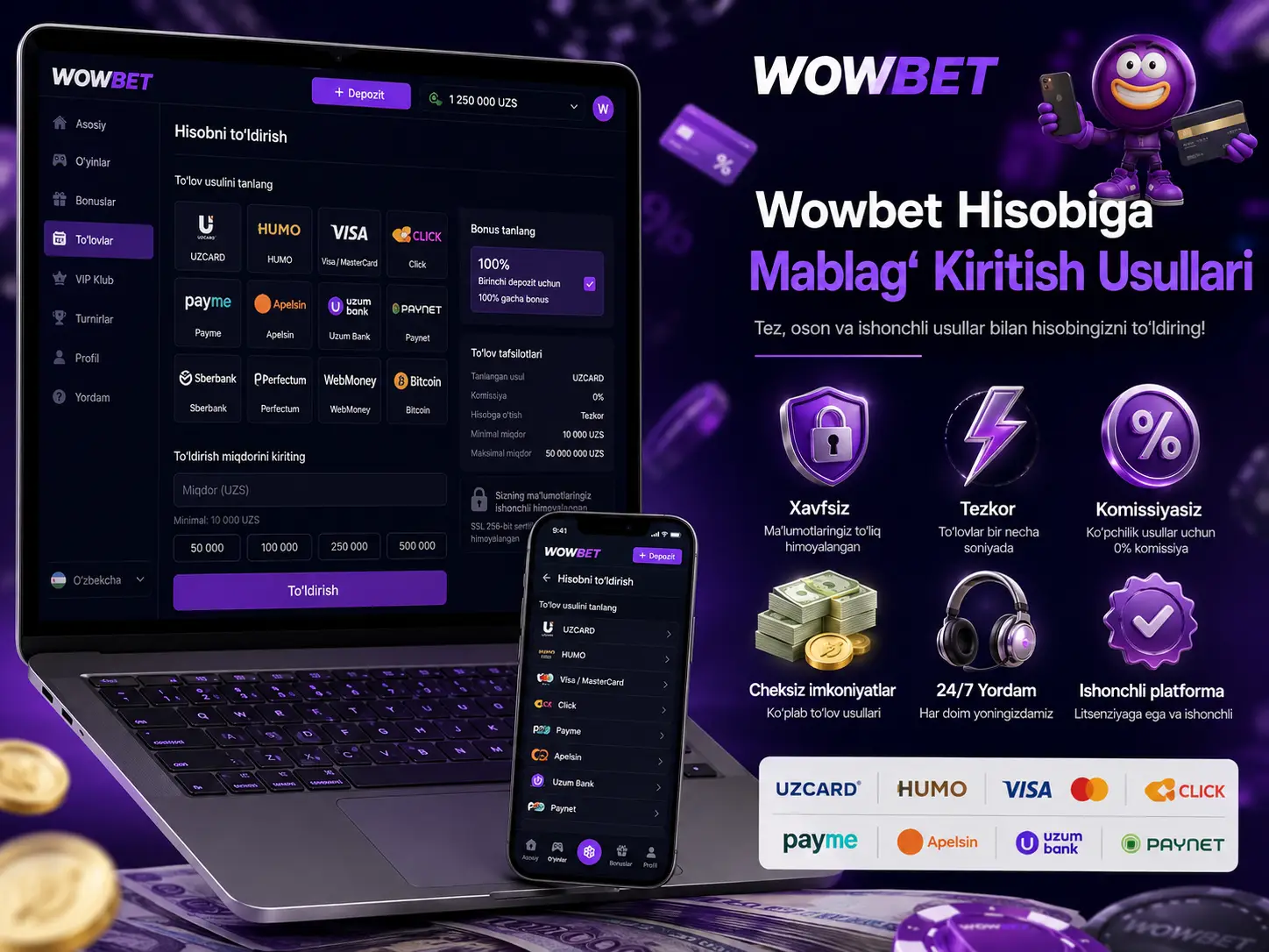 Wowbet O'zbekistonga qanday kiriladi?